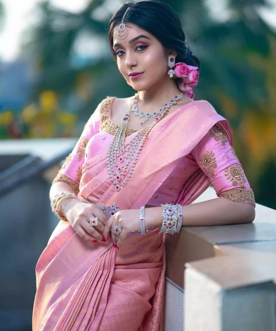 Soft Lichi Silk Wedding Classic Saree For Women's