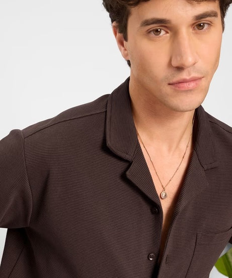 Mocha Men Textured Shirts