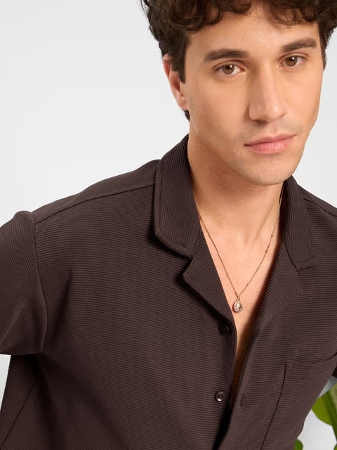 Mocha Men Textured Shirts