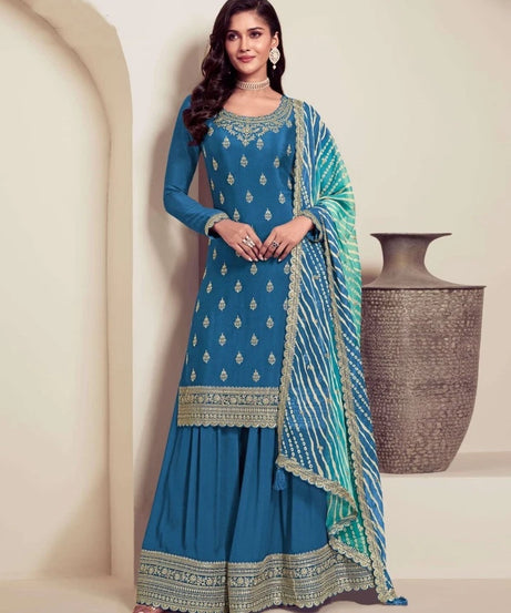 Traditional Designer Heavy Chinon , Wedding Wear Top Bottom, Dupatta