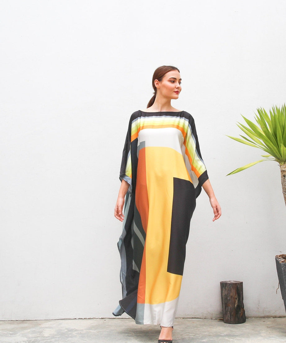 Soft Satin Silk Digital Printed Caftan For Women's Long Kaftan