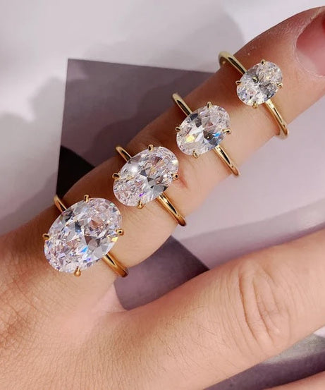 Oval Cut Diamond Sterling Silver Ring