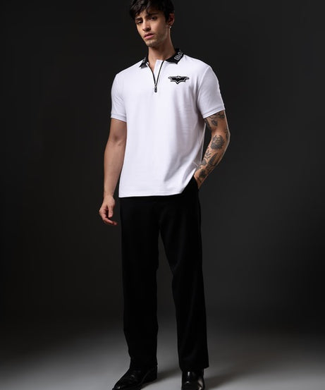 Ottoman Textured Polo Batman Zipper Polos