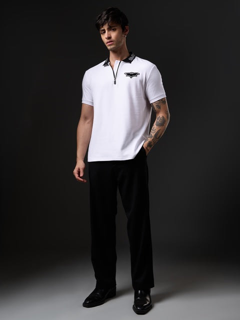 Ottoman Textured Polo Batman Zipper Polos