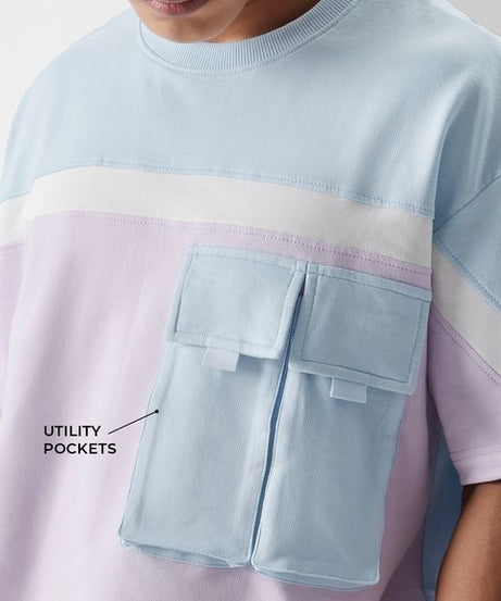 Blue & Lavender (Utility) Oversized T-Shirts