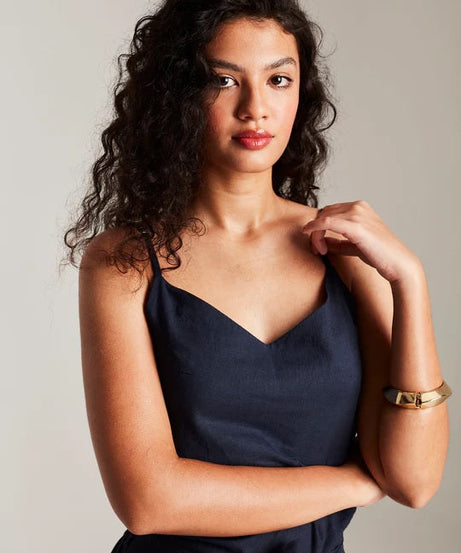 Navy Co-Linen Camisole Top