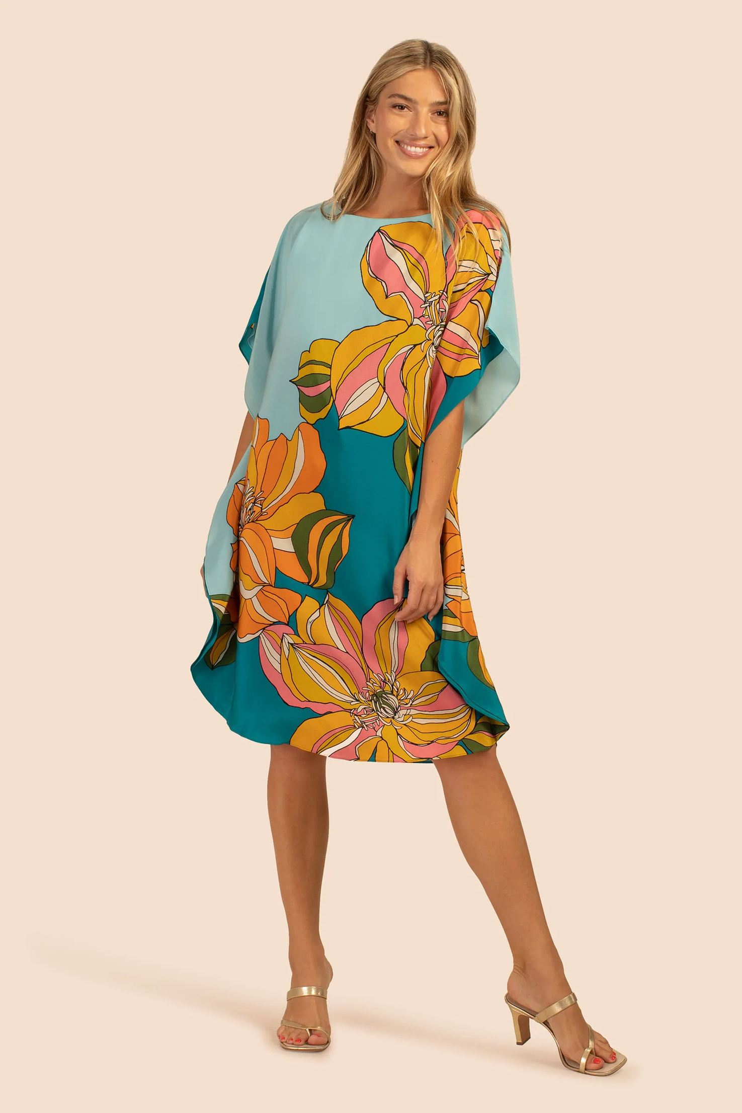 Silk Crepe  Beach Wear  Digital Printed Short Kaftan