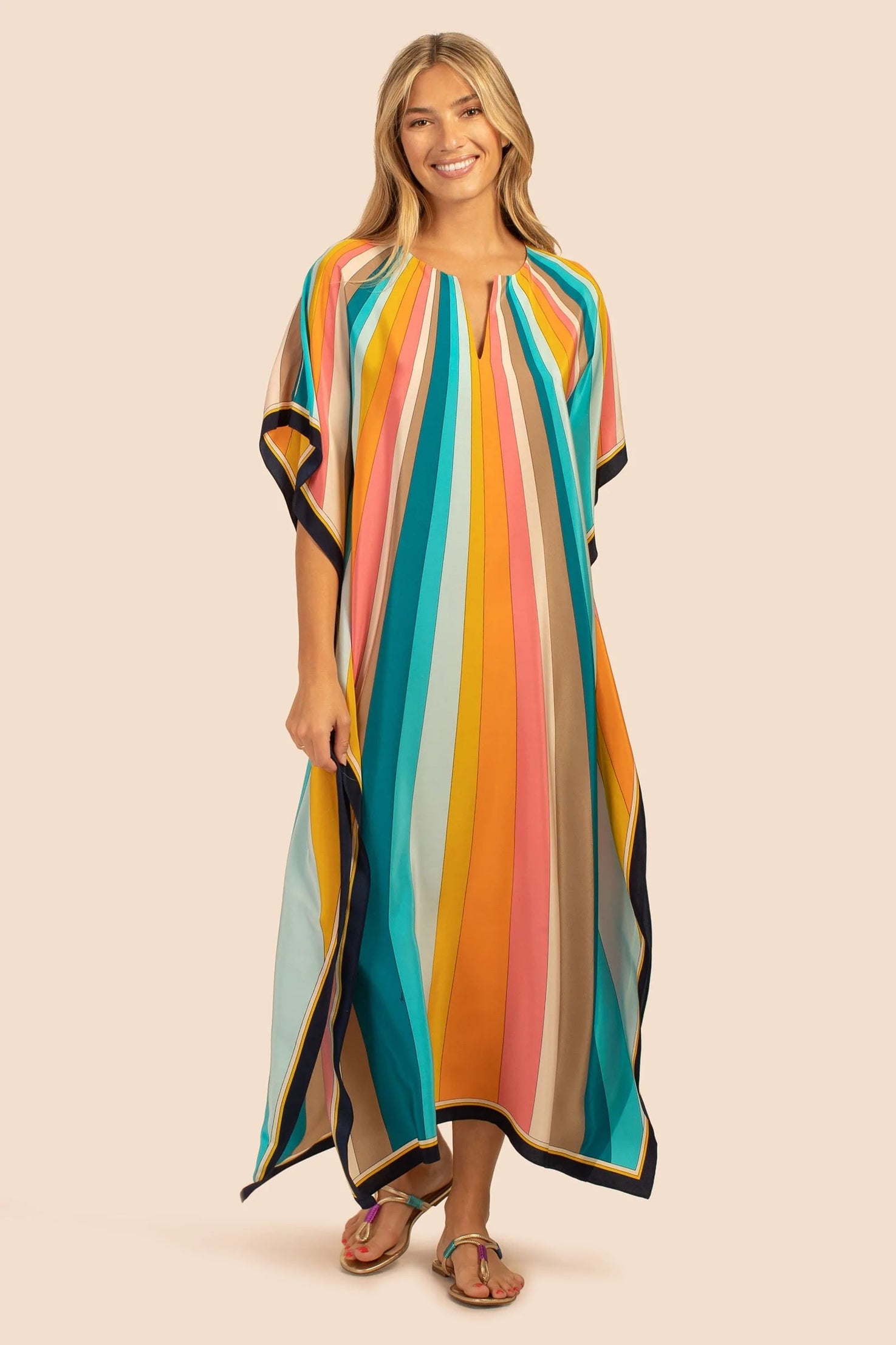 Soft Silk Crepe Kaftan - Luxurious Flowing Dress for Women's