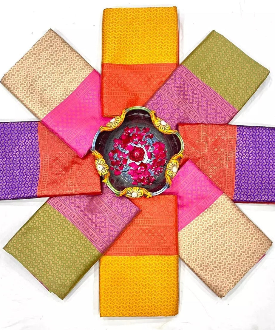 Soft Lichi Silk & Jacquard Work Saree With Blouse