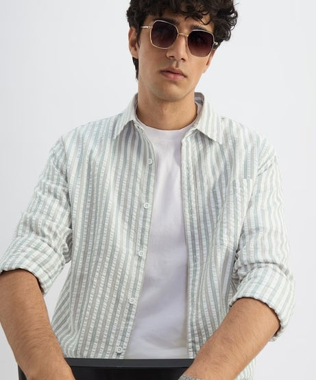 Seersucker Pine Men Textured Shirts