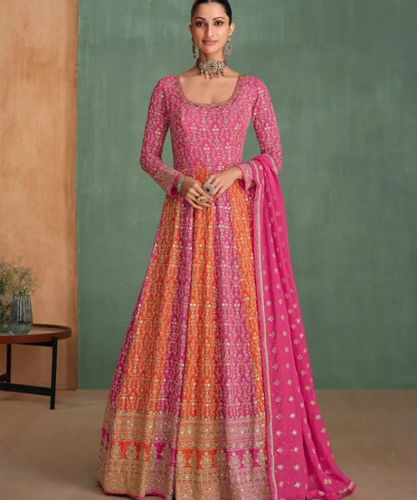 Traditional Pakistani Heavy Georgette Free Size Stitched Top Bottom Dupatta
