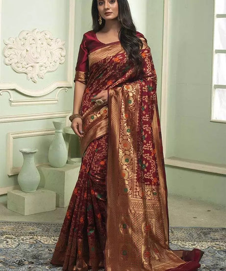 Classic Banarasi Soft Silk Wedding Sari & Blouse