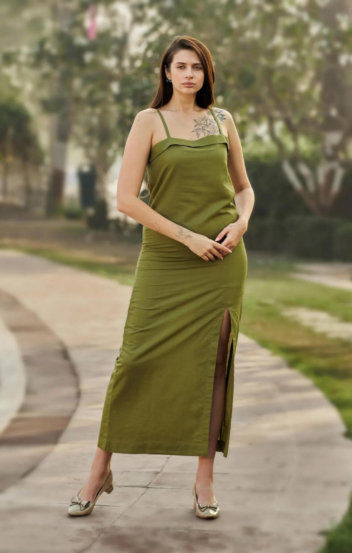 Linen Slip Maxi Dress