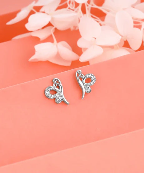 Silver Love Like A Butterfly Studs