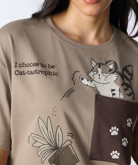 Cat-Tastrophe Women Oversized T-Shirts