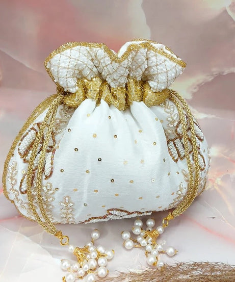 Women's Embroidered Clutch Purse Potli Bag