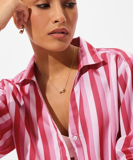Satin Rosebud Stripes Women Shirts