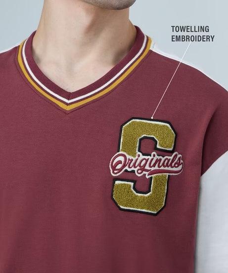 Varsity Scarlet Oversized Full Sleeve T-Shirts