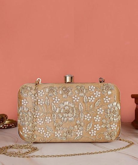 Zardozi and Pearl Embellished Clutch Bridal Designer Potli Bags