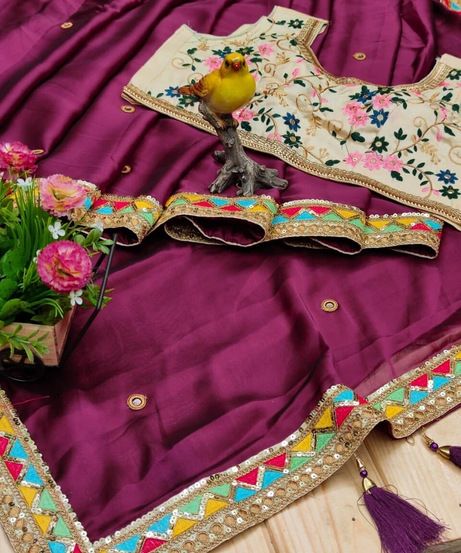 Rangoli Silk Embroidery Work,Designer Party Wear Saree & Blouse 11-RV