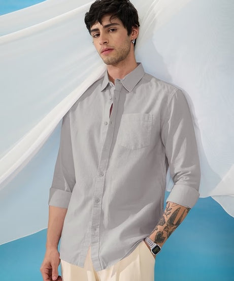 Cloud Grey Cotton Linen Shirts
