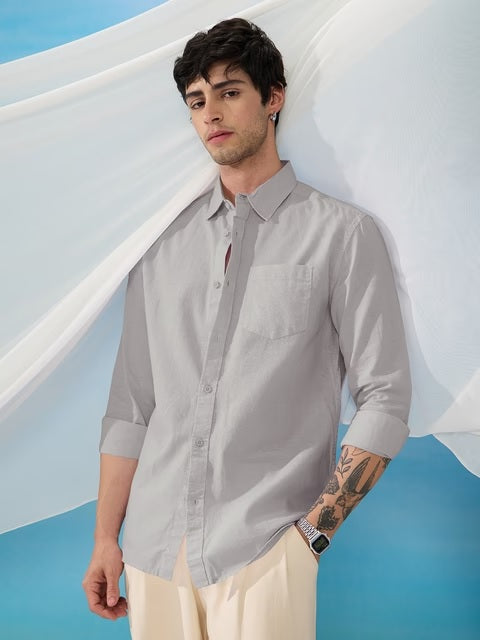 Cloud Grey Cotton Linen Shirts