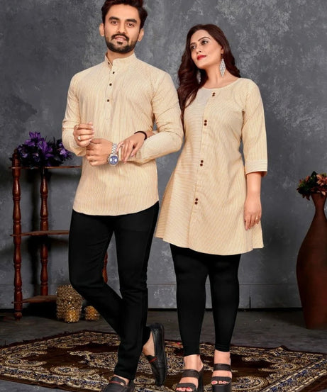 Premium Linen Cotton Couple Combo Set