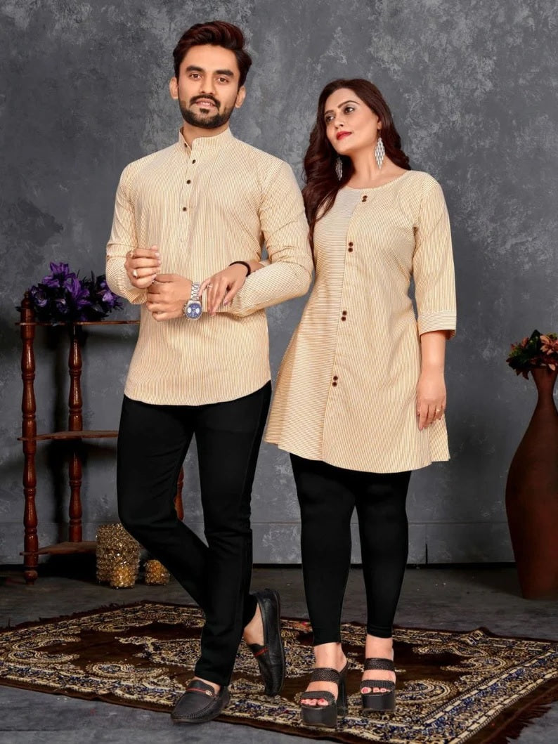 Premium Linen Cotton Couple Combo Set