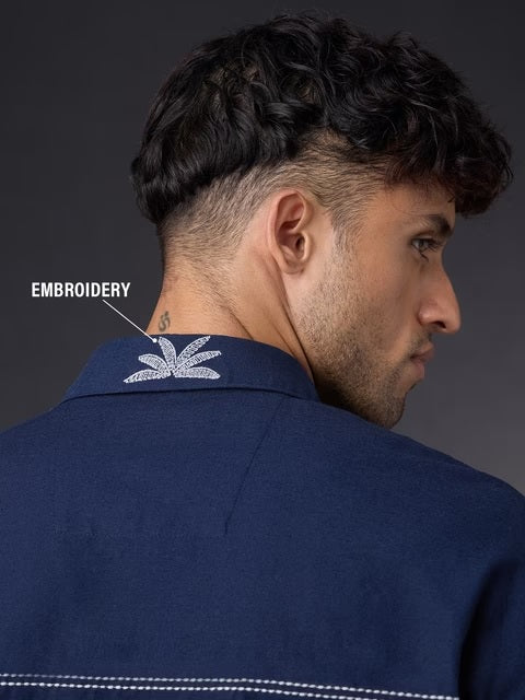 Midnight Petal Cotton Linen Shirts