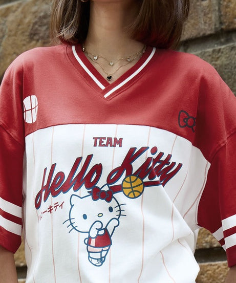 Hello Kitty Varsity Women Oversized T-Shirts