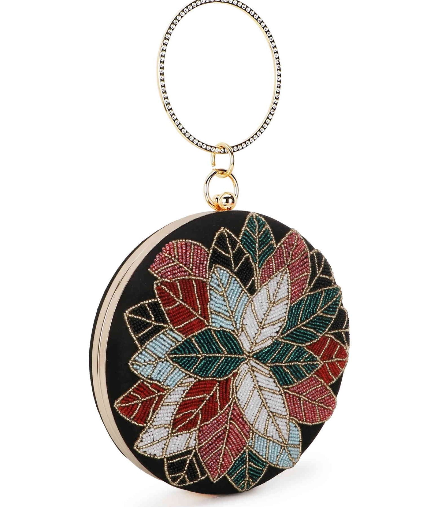 Gala Floral Emroidered Faux Silk Clutch