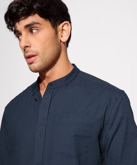 Navy Blue Cotton Linen Shirts
