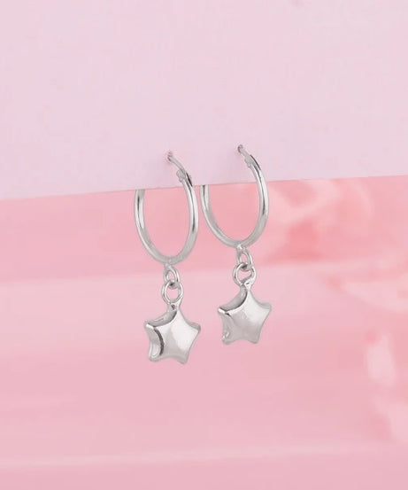 Silver Mini Star Hoop Earrings