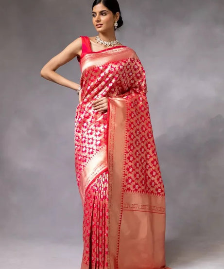 Banarasi Soft Silk Sari With Blouse