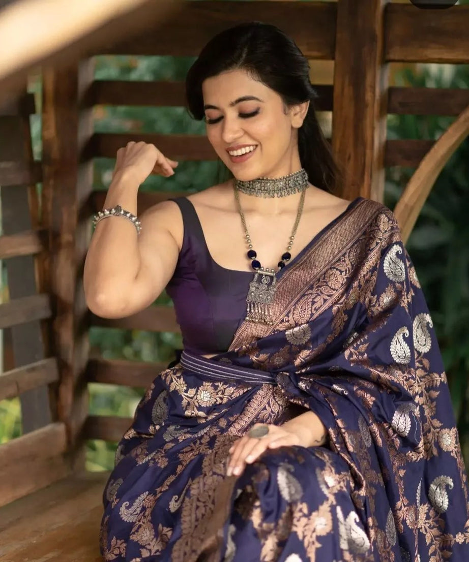 Classic Wear Soft Lichi Silk Saree,Party Wedding Indian Sari With Blouse