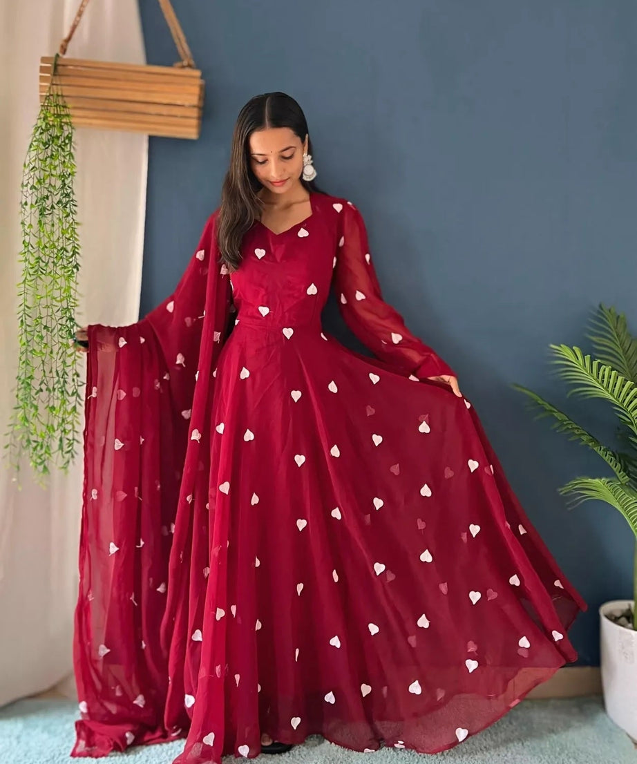 Faux Georgette Anarkali Gown Bottom & Dupatta