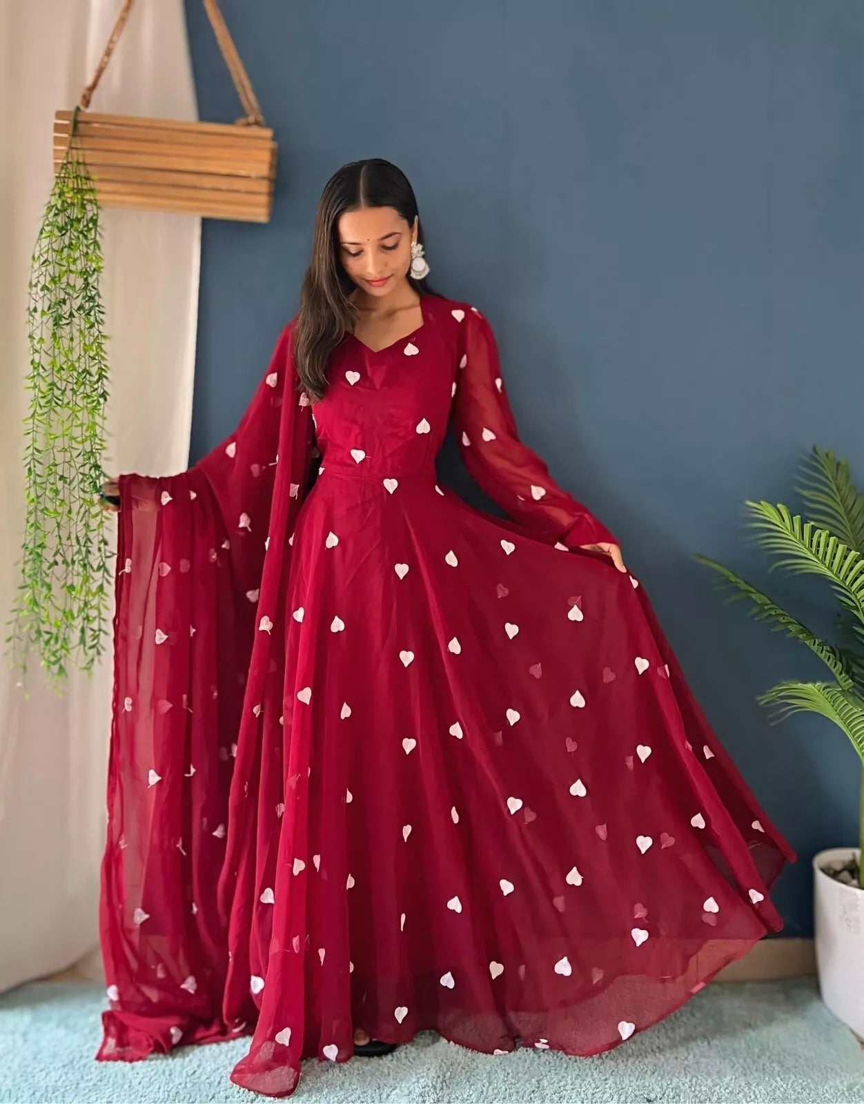 Faux Georgette Anarkali Gown Bottom & Dupatta