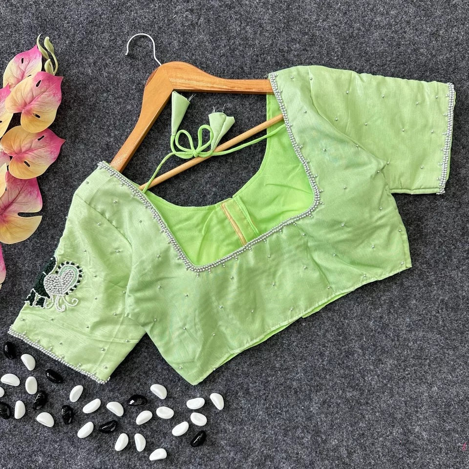 Lemon Silk Saree Blouse