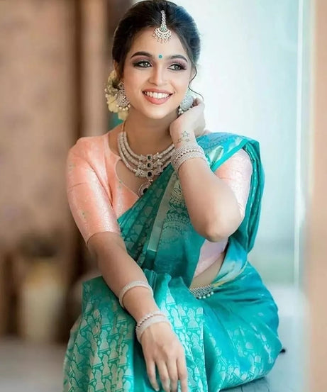 Women's Indian Fancy Banarasi Soft Silk Saree Sari & Blouse