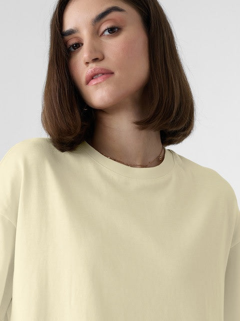 Solids: Off-White Women Oversized T-Shirts