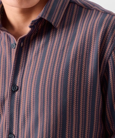 Stripes Red And Brown Knit Shirts