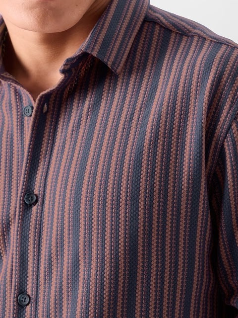 Stripes Red And Brown Knit Shirts