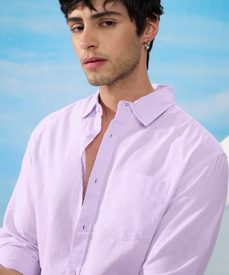 Cotton Linen Orchid Purple Cotton Linen Shirts