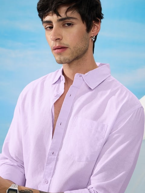 Cotton Linen Orchid Purple Cotton Linen Shirts