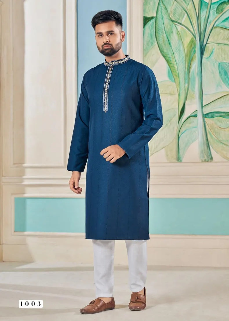 Pure Viscose With Embroidery Work Kurta Pajama Set