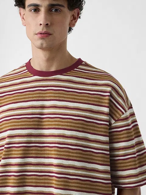 Textured Stripes Urban Sands Oversized T-Shirts