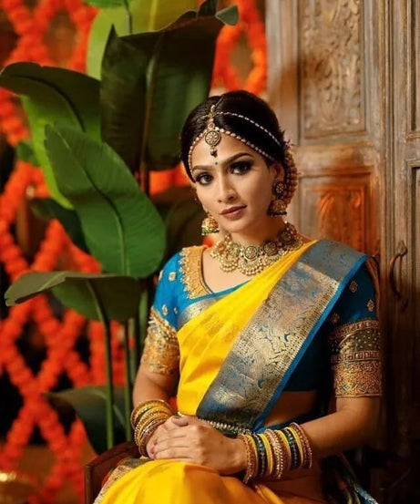 Soft Lichi Silk &  Jacquard Work Saree With Blouse