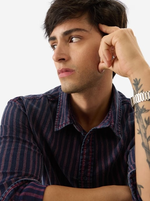 Indigo Stripes Men Relaxed Shirts