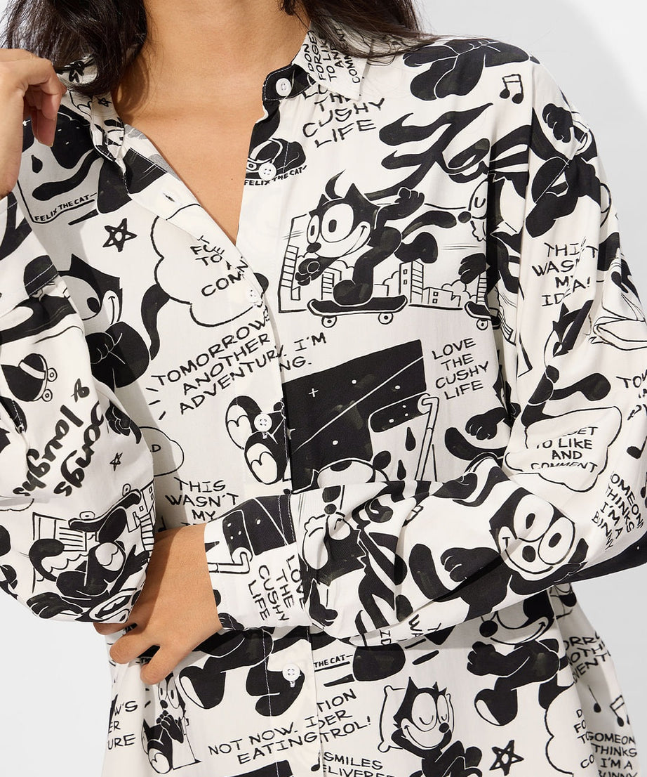 Felix The Cat  Feline Fun Women Boyfriend Shirts