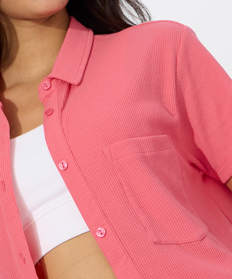 Textured Coral Solids Women Shirts
